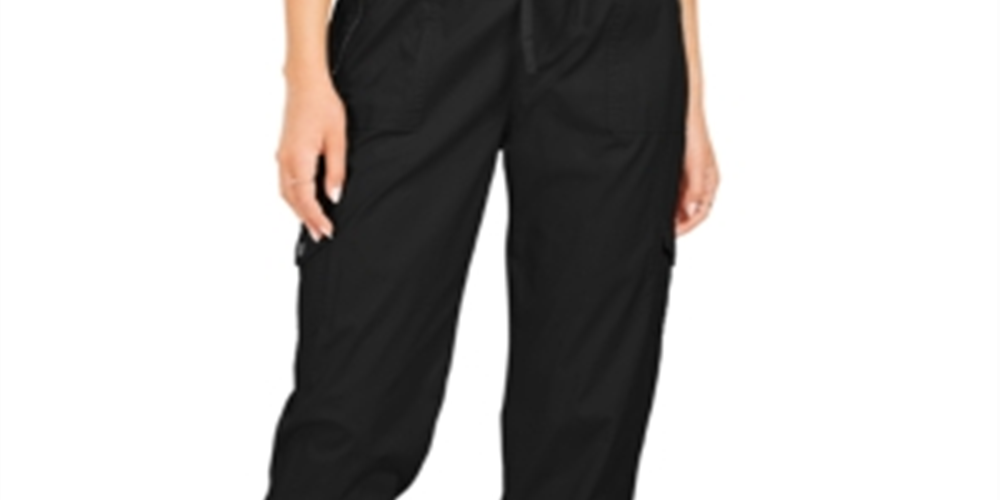 Calça jogger feminina com bolso e zíper Style &amp; Co, preta, tamanho pequeno