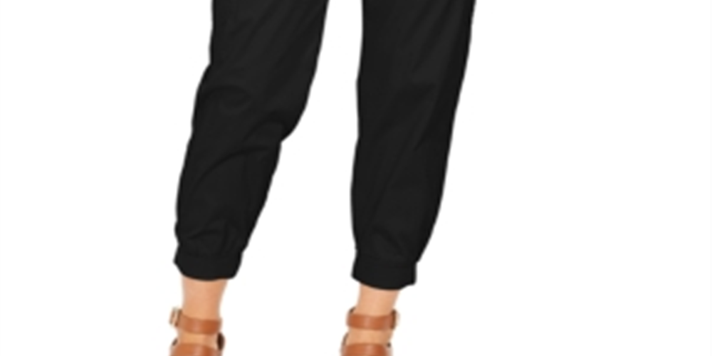 Calça jogger feminina com bolso e zíper Style &amp; Co, preta, tamanho pequeno