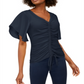 Blusa franzida feminina INC International Concepts, azul, tamanho P