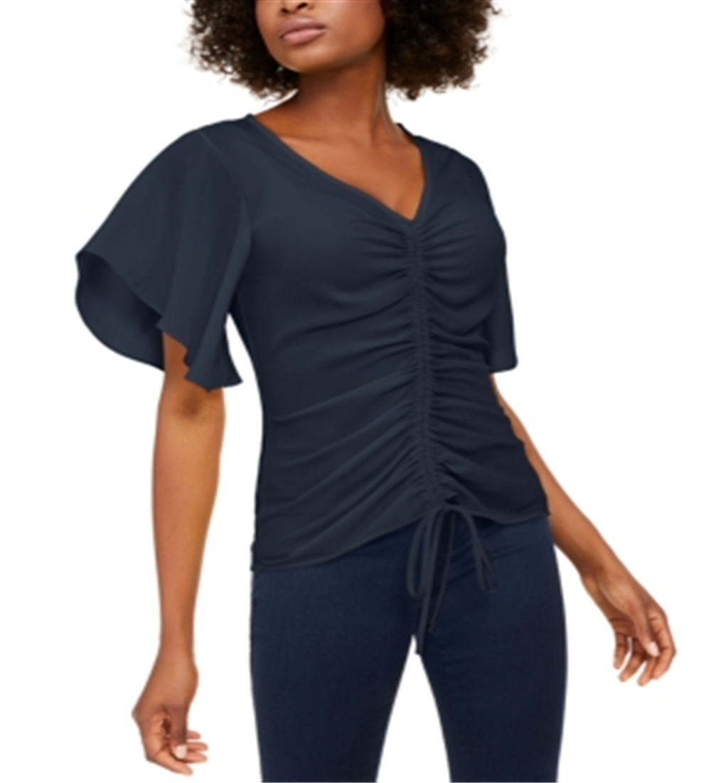 Blusa franzida feminina INC International Concepts, azul, tamanho P