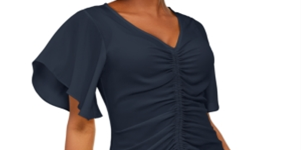 Blusa franzida feminina INC International Concepts, azul, tamanho P
