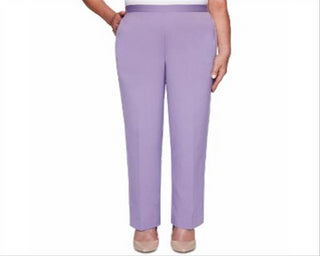 Calça feminina Alfred Dunner Loire Valley Proporcional Algodão Roxo Tamanho 10 Petite