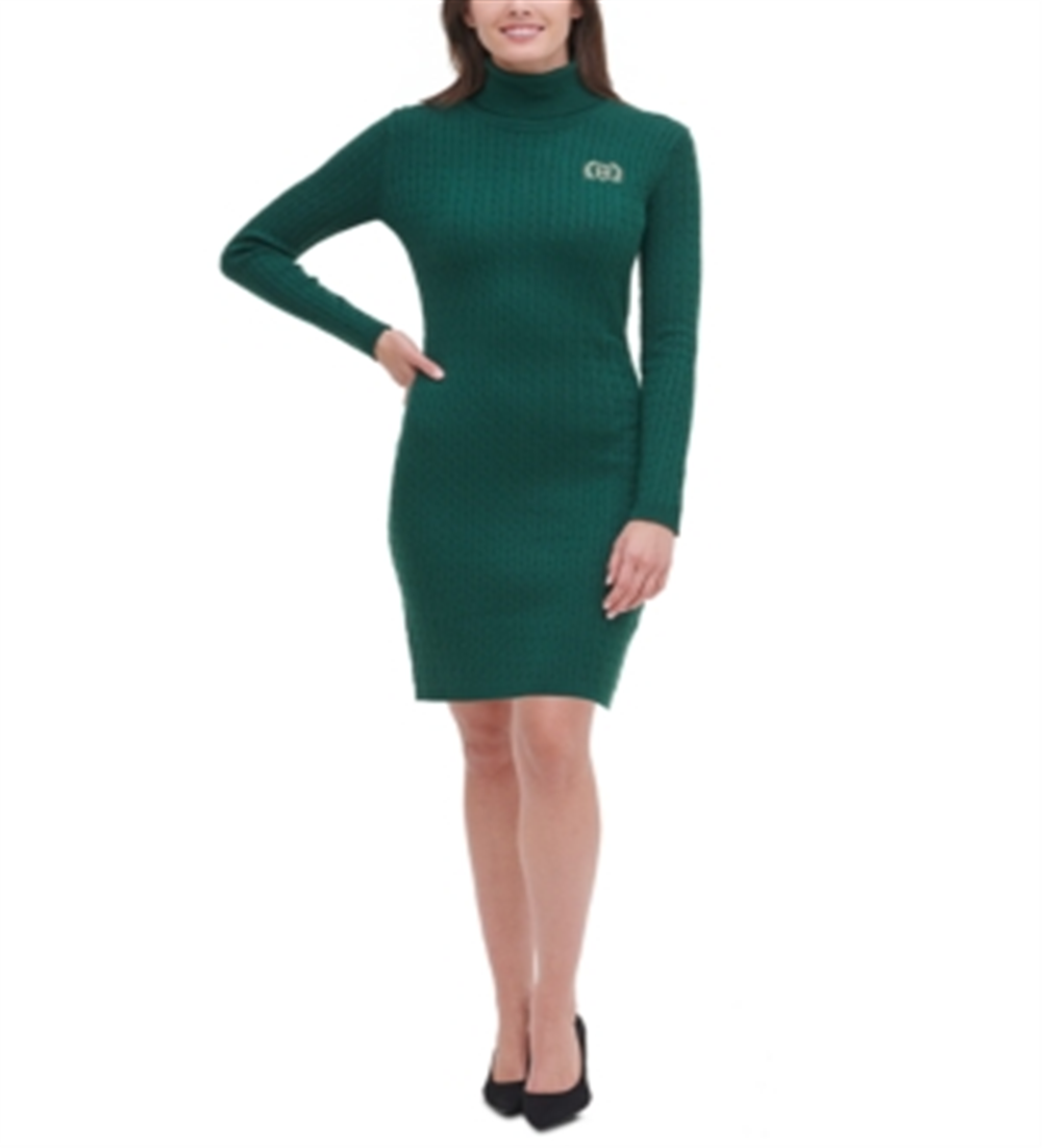 Vestido Tommy Hilfiger Feminino Manga Dolman Acima do Joelho Verde Tamanho Médio