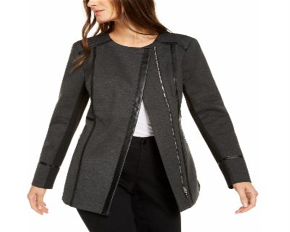 Jaqueta de couro sintético feminina para motociclista INC International Concepts, cinza, tamanho médio