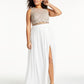 Vestido longo de coquetel feminino City Studio com fenda e renda, sem mangas, gola alta, branco, tamanho 18W