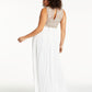 Vestido longo de coquetel feminino City Studio com fenda e renda, sem mangas, gola alta, branco, tamanho 18W