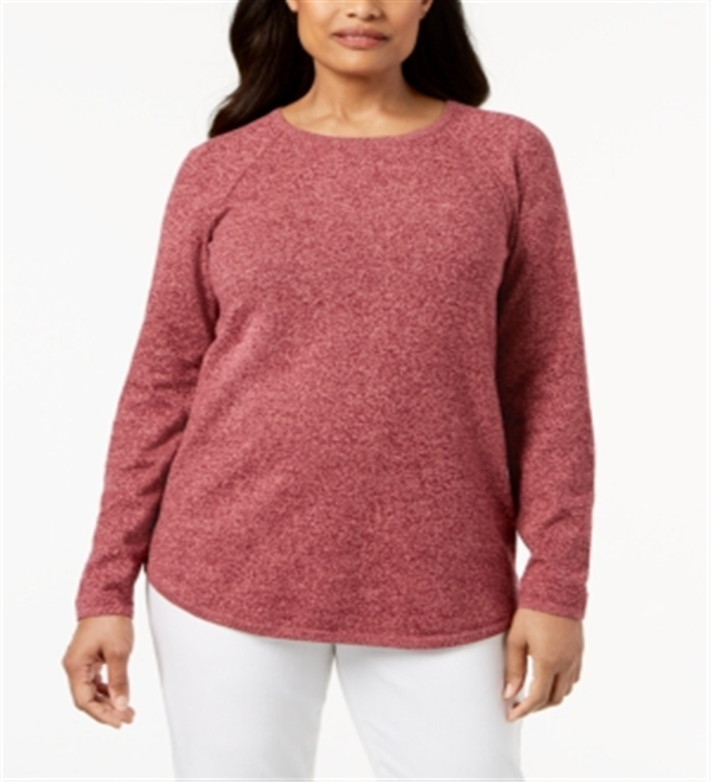 Karen Scott Top Feminino de Algodão Marmorizado com Bainha Curva Vermelho Tamanho XX-G