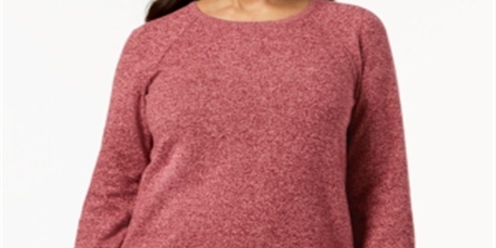 Karen Scott Top Feminino de Algodão Marmorizado com Bainha Curva Vermelho Tamanho XX-G
