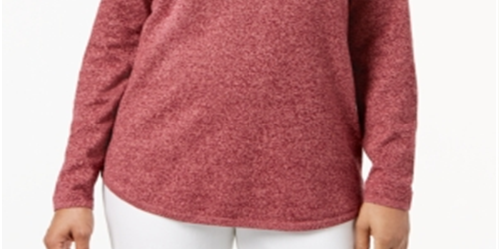 Karen Scott Top Feminino de Algodão Marmorizado com Bainha Curva Vermelho Tamanho XX-G