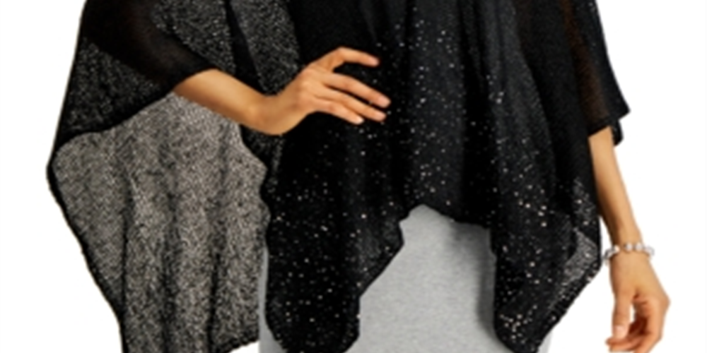 Blusa de malha feminina com lantejoulas e bordado da INC International Concepts, preta, tamanho regular