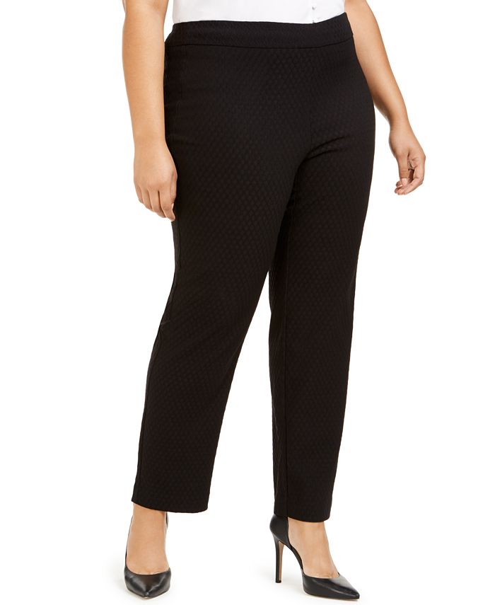 Calça feminina JM Collection Plus Tummy Control com perna reta e ajuste justo, preta, tamanho pequeno