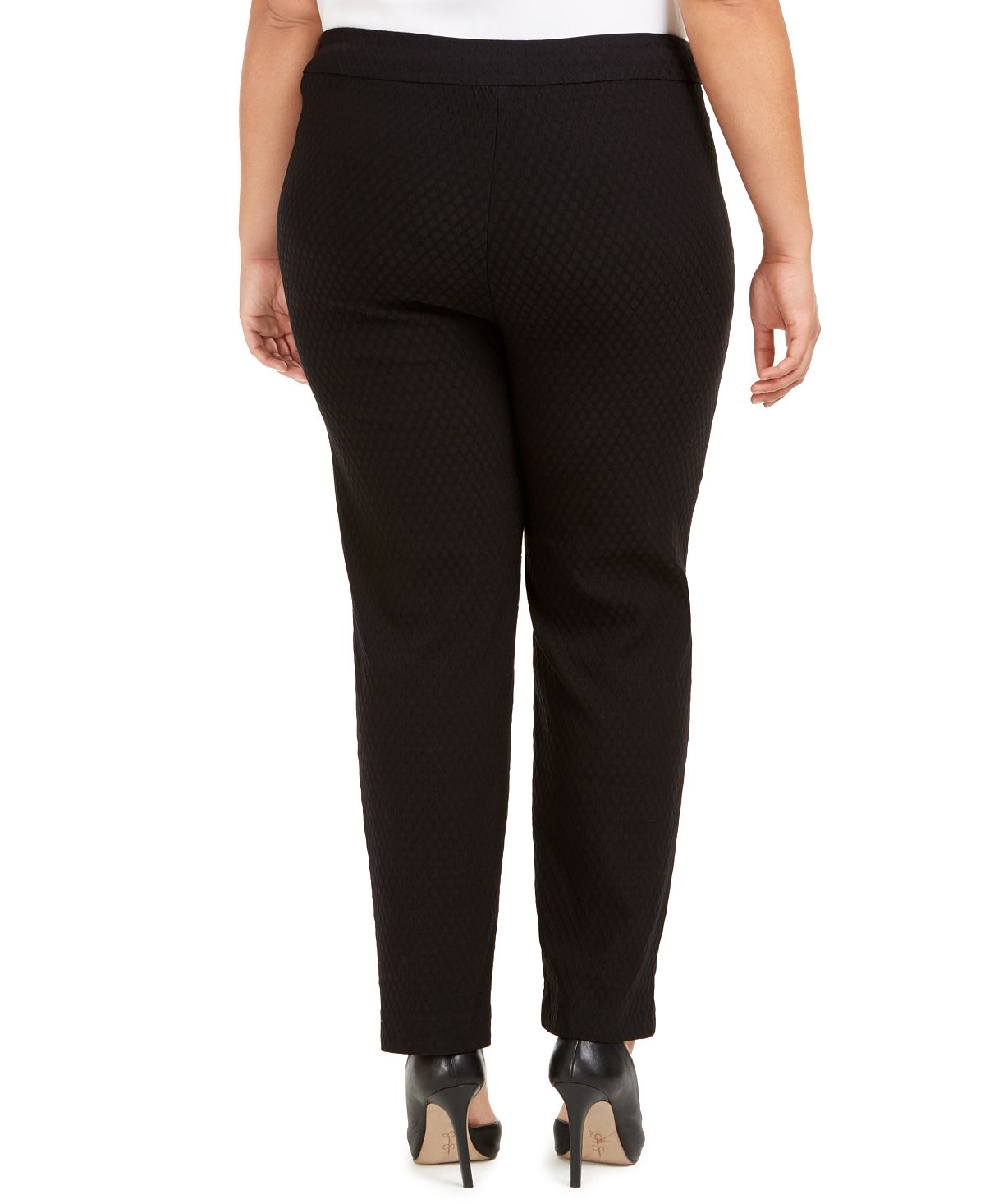 Calça feminina JM Collection Plus Tummy Control com perna reta e ajuste justo, preta, tamanho pequeno