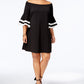 Vestido feminino plus size Love Squared com manga sino e acabamento, preto, tamanho 2X
