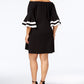 Vestido feminino plus size Love Squared com manga sino e acabamento, preto, tamanho 2X