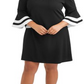 Vestido feminino plus size Love Squared com manga sino e acabamento, preto, tamanho 2X