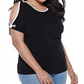 Blusa feminina Belldini com ombros descobertos e mangas longas, preta, tamanho 3X