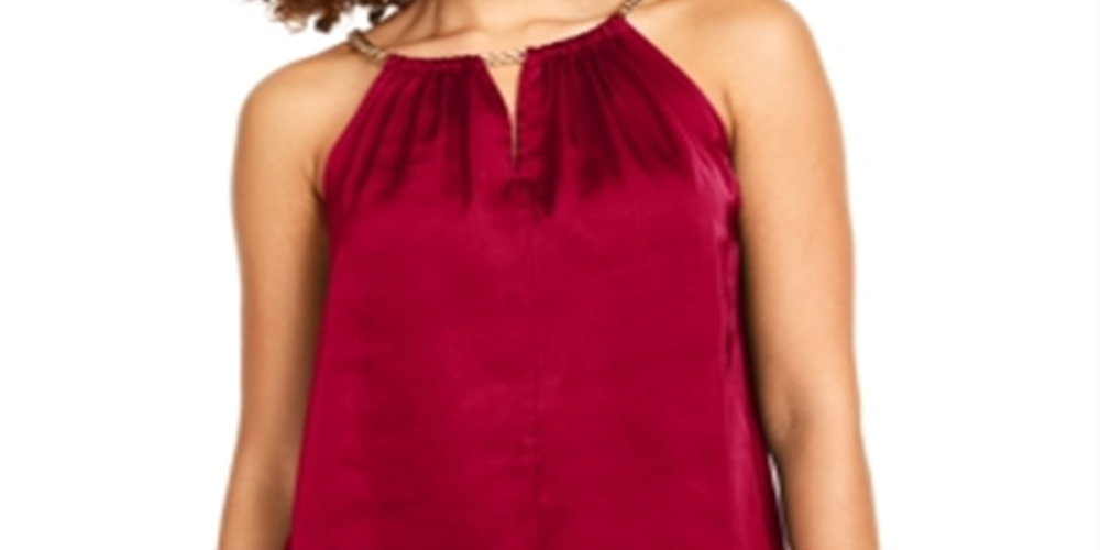 Thalia Sodi Regata Halter Sólida Embelezada Feminina Vermelha Tamanho XX-G