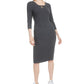 Vestido feminino Bar III com amarração e decote canelado, cinza, tamanho pequeno