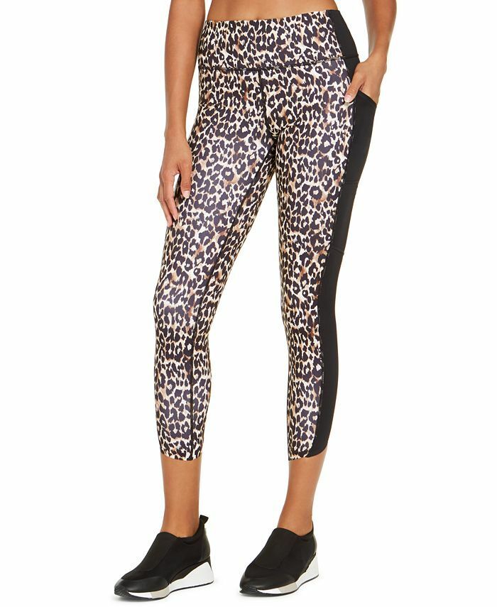 Leggings esportivas femininas Ideology com estampa animal, pretas, tamanho GG