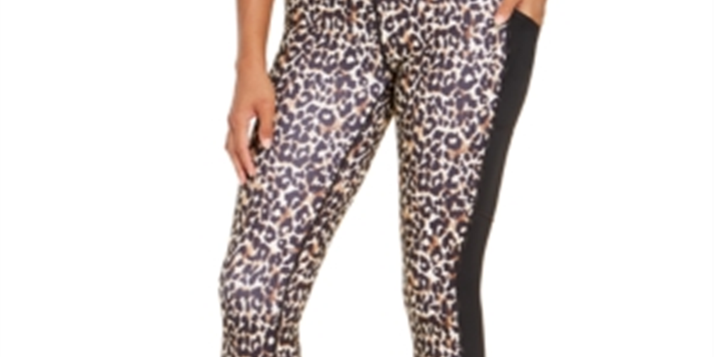 Leggings esportivas femininas Ideology com estampa animal, pretas, tamanho GG