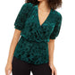 Blusa envolvente feminina Alfani Velvet Burnout, verde, tamanho M