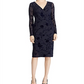 Vestido midi queimado de veludo Torelana Ralph Lauren feminino, azul-marinho, tamanho 8