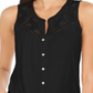 Regata feminina com botões Style &amp; Co, preta, tamanho M