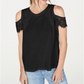 Blusa feminina de manga curta com decote em joia da INC International Concepts, preta, tamanho XX-G