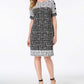 Vestido feminino estampado com mangas divididas, tamanho pequeno, preto, JM Collection