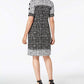 Vestido feminino estampado com mangas divididas, tamanho pequeno, preto, JM Collection