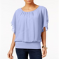 Blusa feminina manga bufante JM Collection roxa tamanho pequeno
