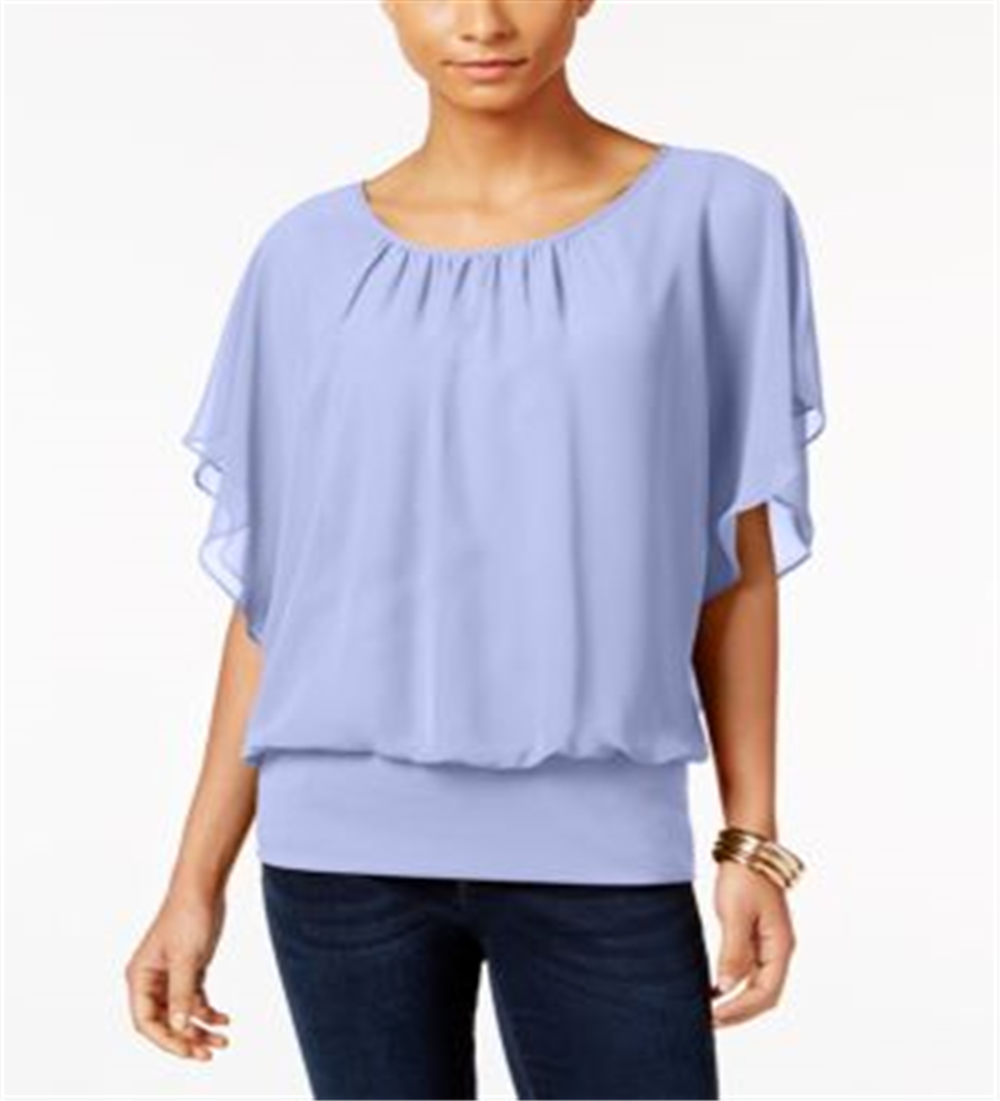 Blusa feminina manga bufante JM Collection roxa tamanho pequeno