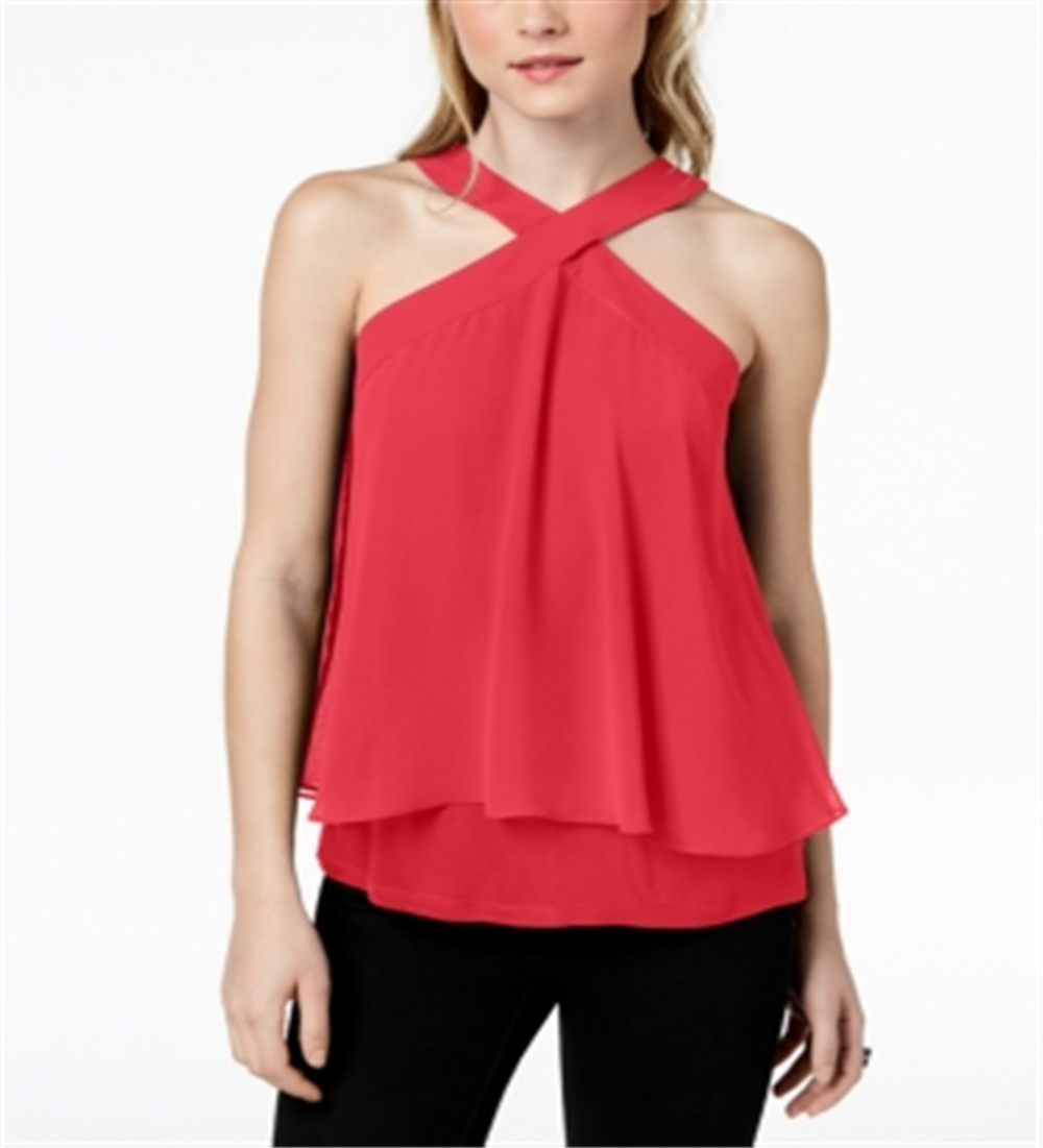 Top Halter sem mangas feminino Bar III vermelho tamanho médio