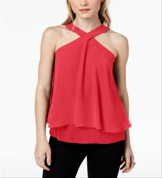 Top Halter sem mangas feminino Bar III vermelho tamanho médio