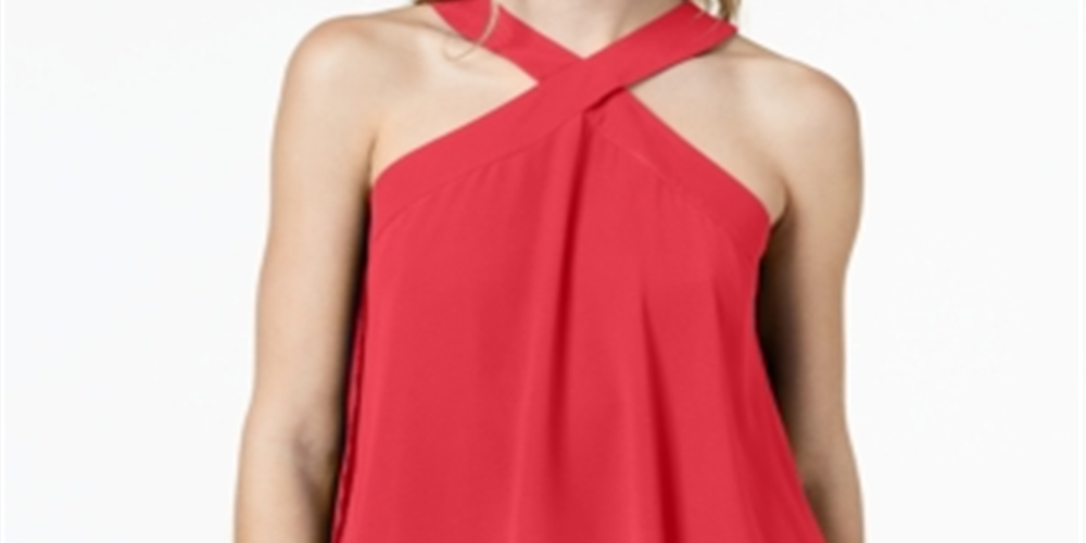 Top Halter sem mangas feminino Bar III vermelho tamanho médio