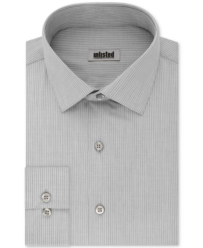Camisa social masculina Kenneth Cole Slim Fit xadrez e listras cinza tamanho G