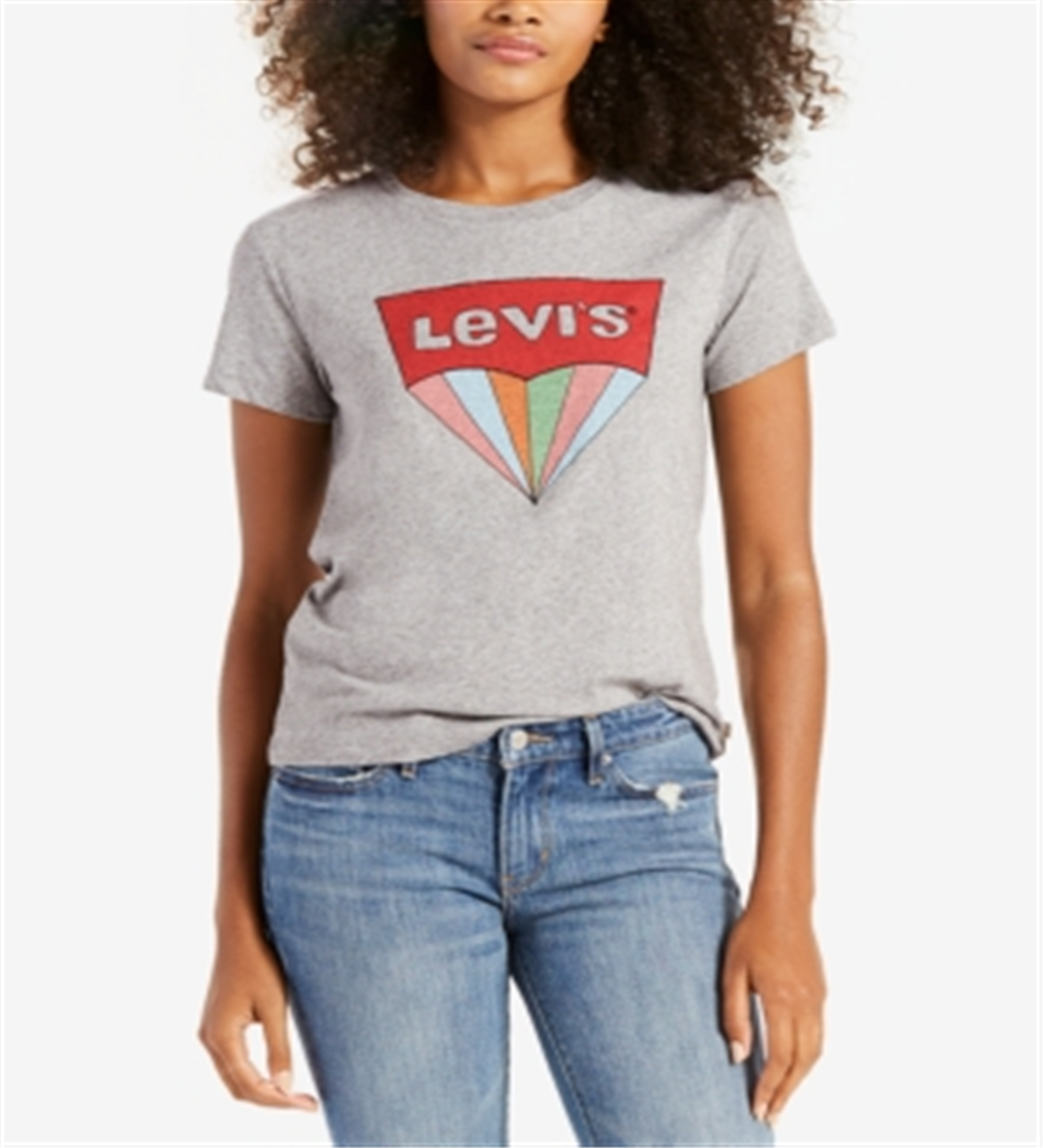 Camiseta Levi's Perfect Graphic Logo Feminina Cinza Tamanho X-G