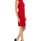 Vestido feminino Anne Klein com zíper, sem mangas, gola redonda, comprimento até o joelho, para usar no trabalho, vermelho, tamanho 14