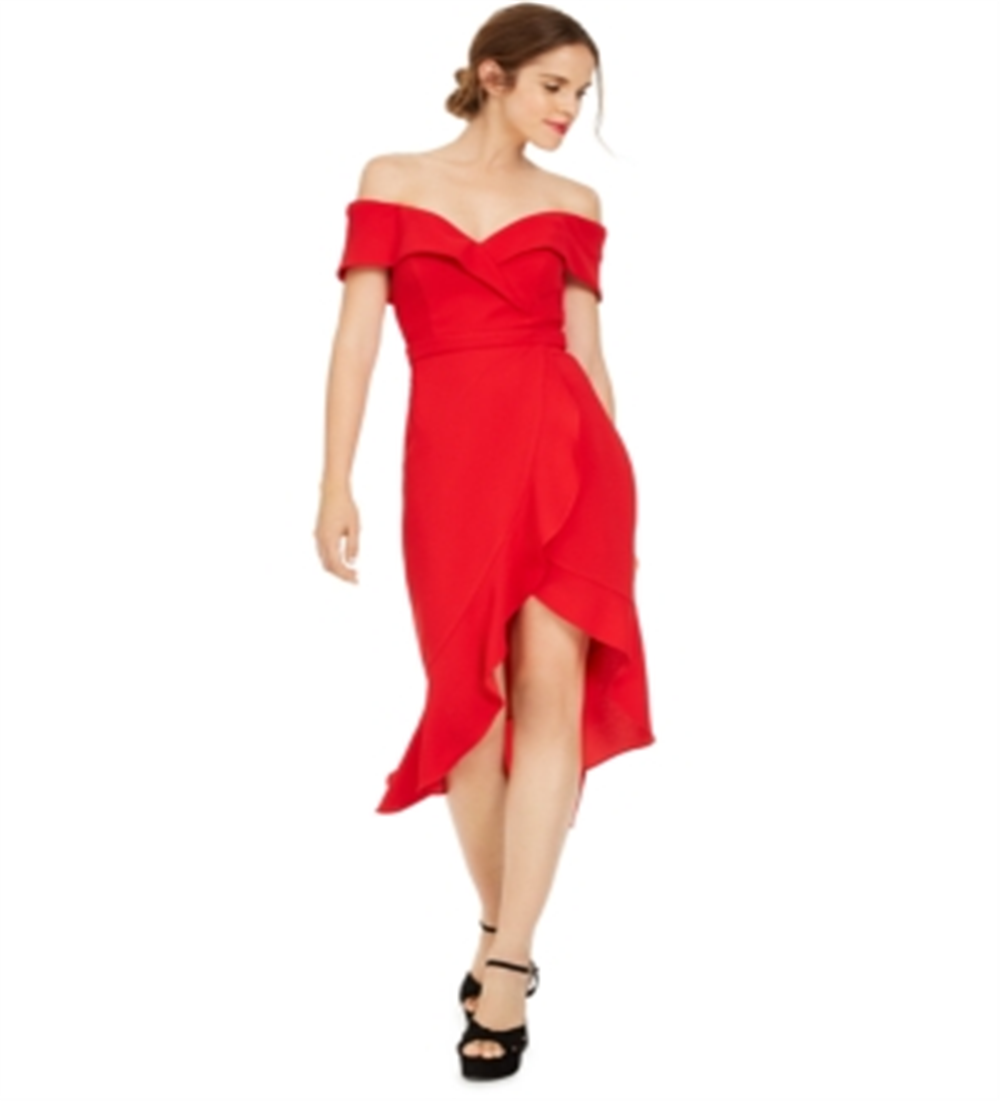 Vestido midi ombro a ombro feminino XSCAPE vermelho tamanho 8