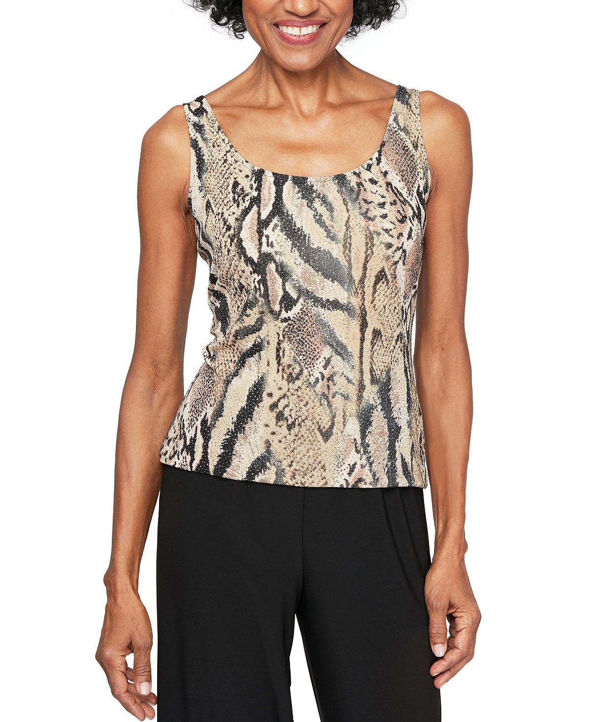 Alex Evenings Conjunto Feminino Estampa Animal Marrom Tamanho Pequeno