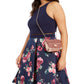 Vestido de festa feminino B Darlin, sem mangas, com decote em joia e ajuste acima do joelho, azul, tamanho 14