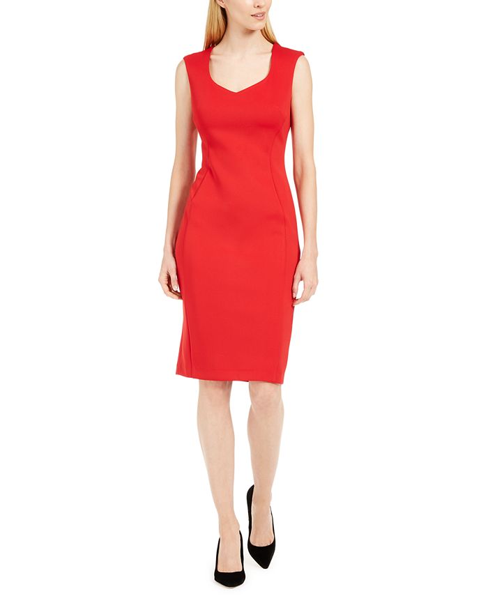 Vestido Calvin Klein Feminino Sem Mangas Comprimento Até o Joelho Vermelho Tamanho 10