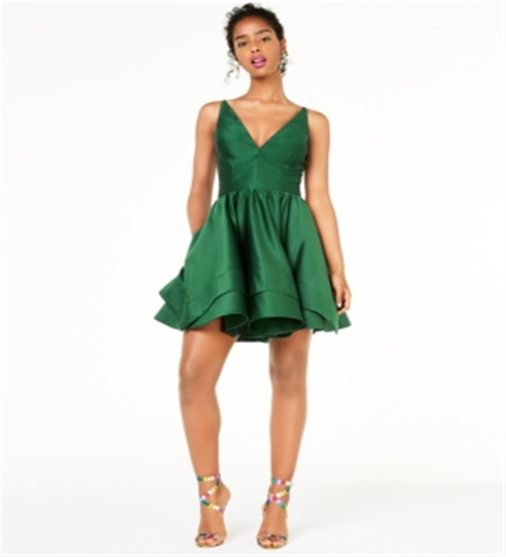 Vestido formal feminino Blondie Nites com zíper, manga curta, decote coração, mini, tamanho 9, verde