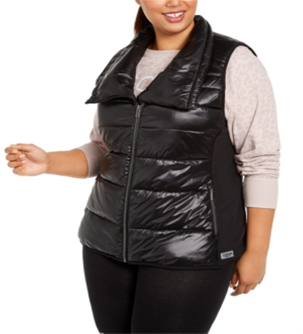 Calvin Klein Performance Plus Colete Puffer Estampado Feminino Preto Tamanho 1X