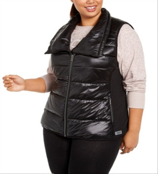 Calvin Klein Performance Plus Colete Puffer Estampado Feminino Preto Tamanho 1X