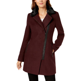 Casaco assimétrico com gola de pele sintética Maralyn &amp; Me Junior, vermelho, tamanho grande