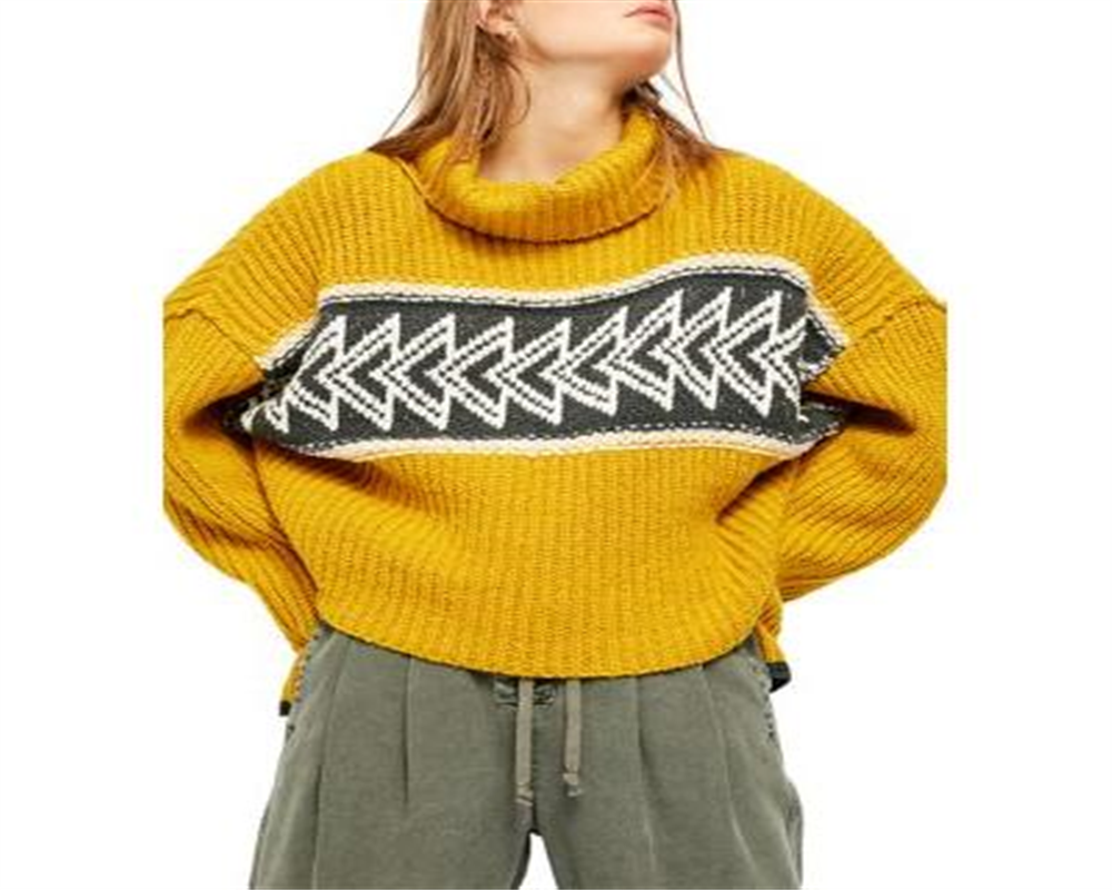 Suéter feminino Free People Greater Than Ribbed Knit com gola alta, amarelo, tamanho M