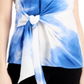 Blusa estampada com amarração lateral Alfani feminina, tamanho pequeno, azul