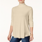 Blusa feminina de gola alta JM Collection, marrom, tamanho pequeno P