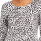 Blusa feminina com estampa de leopardo Charter Club, branca, tamanho pequeno